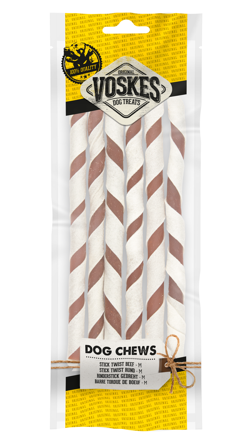 Dog Chews Stick Twist Beef M 6stk